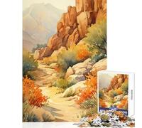 Rompecabezas para Adultos 1000 Piezas Pintura Gouache del Desierto decoración del hogar Juguetes Regalos de Amigo Secreto Juego de ingenio Cada Pieza es única - Tamaño 38x26cm