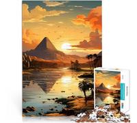 Rompecabezas para Adultos 1000 Piezas pirámide del Atardecer Juegos Divertidos para la Familia con póster a Juego y Hoja de Trivia 52x38cm
