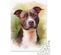 Rompecabezas para Adultos 1000 Piezas Pitbull Watercolor Painting Rompecabezas para Adultos Juguetes DIY Análisis Y Lógica Diversión En Casa Actividades, 70x50cm/1000pcs