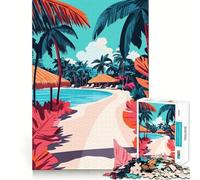 Rompecabezas para Adultos 1000 Piezas Playa Tropical de Las Maldivas Arte Minimalista Juego de Ajuste Acertijo Regalo de ingenio Momento de diversión Relajante Arte