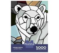 Rompecabezas para Adultos 1000 Piezas Polar Bear Stained Glass Art Rompecabezas Juegos Divertidos Vacaciones En Casa Matar El Tiempo Oferta como Regalos para Toda La Familia 52x38cm/1000pcs
