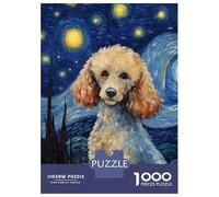 Rompecabezas para Adultos 1000 Piezas Poodle Dog Starry Night Rompecabezas para Adultos Juego Práctico Difícil Difícil Diversión En Casa Actividades, 70x50cm/1000pcs