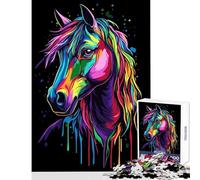 Rompecabezas para Adultos 1000 Piezas Pop Art Rainbow Horse Decoración del hogar Juguetes Grandes Regalos y Juguetes Juego Familiar Mejorar el Amor Entre Parejas Tamaño 38x26cm