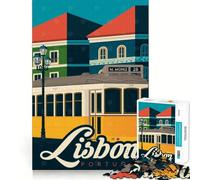 Rompecabezas para Adultos,1000 Piezas,póster de Viaje a Lisboa,Arte de Corte Suave,Juego Creativo para el Cerebro,diversión para el Tiempo Libre,Regalo Tranquilo de Navidad (38x26cm)