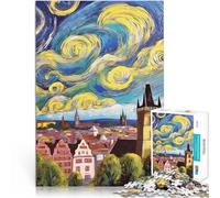 Rompecabezas para Adultos 1000 Piezas Praga al Estilo Van Gogh Juguetes para aliviar el estrés Regalos de cumpleaños, Regalos, Arte Mural 75x50cm