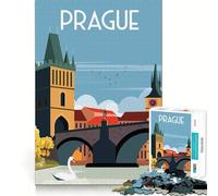 Rompecabezas para Adultos,1000 Piezas,Praga,República Checa,Premium Cut Play,Juego de Habilidad Mental,Diversión sin Esfuerzo,Arte de Pared navideño (38x26cm)
