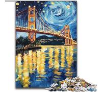 Rompecabezas para Adultos, 1000 Piezas, Puente de San Francisco de Noche, Rompecabezas de Madera de 26x38cm para Adolescentes, Regalo Ideal para cumpleaños y Fiestas