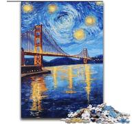 Rompecabezas para Adultos, 1000 Piezas, Puente de San Francisco de Noche, Rompecabezas de Madera para Adultos, 50x75cm, decoración del hogar, cumpleaños, festividades y Regalos