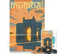 Rompecabezas para Adultos,1000 Piezas,Puerta de Entrada a Mumbai,Corte Suave,Arte,Juego Creativo para el Cerebro,diversión para el Tiempo Libre,Regalo Tranquilo de Navidad (38x26cm)