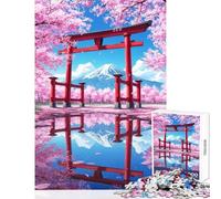 Rompecabezas para Adultos 1000 Piezas Puerta Torii Japonesa con Flores de Cerezo Juegos relajantes Carrera de Velocidad Manual Juguetes de decoración para el hogar Difícil y desafiante (38x26cm)