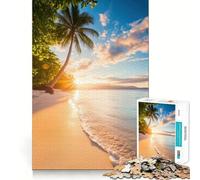Rompecabezas para Adultos 1000 Piezas Puesta de Sol Tropical en la Playa Juego de Ajuste Rompecabezas Regalo para ejercitar la Mente Momento de diversión Arte (50x75cm)