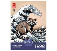 Rompecabezas para Adultos 1000 Piezas Raccoon Great Wave Rompecabezas Juegos Relajantes Corte De Precisión Cumpleaños Y Navidad 38x26cm/1000pcs