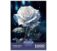 Rompecabezas para Adultos 1000 Piezas Rainy White Rose Flower Rompecabezas Juguete Decoración De Pared Vacaciones En Casa Matar El Tiempo Juego Desafiante Regalos 38x26cm/1000pcs