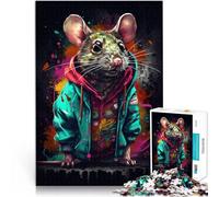 Rompecabezas para Adultos 1000 Piezas Rata de Arte Callejero de Grafiti Montaje de Patrones Interacción Entre Padres e Hijos 52x38cm