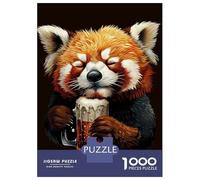 Rompecabezas para Adultos 1000 Piezas Red Panda Beer Rompecabezas Juegos Divertidos Vacaciones En Casa Matar El Tiempo Oferta como Regalos para Toda La Familia 52x38cm/1000pcs