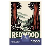 Rompecabezas para Adultos 1000 Piezas Redwood National Park Vintage Poster Rompecabezas Juegos Divertidos Vacaciones En Casa Matar El Tiempo Oferta como Regalos para Toda La Familia 52x38cm/1000pcs