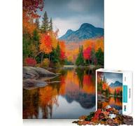 Rompecabezas para Adultos 1000 Piezas Reflejo de Lago otoñal Arte de Corte Exacto Juego Divertido para concentrarse Juego para Relajarse Decoración de Pared navideña (50x75cm)