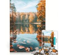 Rompecabezas para Adultos, 1000 Piezas, Reflejo en un Lago otoñal, Juegos Divertidos, relajación Intelectual, fortalecimiento del Amor en Pareja, 38x26cm