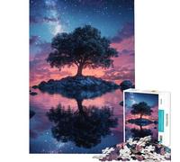 Rompecabezas para Adultos 1000 Piezas Reflejos del árbol Estrellado Rompecabezas para Adultos Mejora la Memoria Ayuda a ejercitar el Cerebro 50x75cm