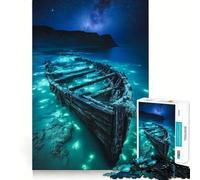Rompecabezas para Adultos 1000 Piezas Restos Fantasma bioluminiscentes bajo Las Estrellas Arte de Corte preciso Juego Creativo Juguete Tiempo de Juego Relajante Escena navideña Arte (50x75cm)