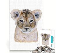 Rompecabezas para Adultos,1000 Piezas,Retrato de bebé león,Arte de Corte Exacto,Juego Divertido para concentrarse,Juego para Relajarse,decoración navideña para la Pared (38x52cm)