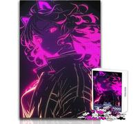 Rompecabezas para Adultos, 1000 Piezas, Retrato de Chica de Anime neón, Rompecabezas, Juegos Familiares, una Obra de Arte, Regalos de Amigo Secreto, tamaño 38x26cm