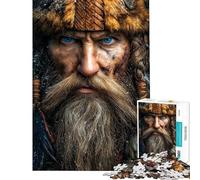 Rompecabezas para Adultos 1000 Piezas Retrato de Guerrero Vikingo Intenso Rompecabezas para Adolescentes antiestrés Juguetes difíciles y desafiantes Juegos educativos 38x26cm