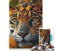 Rompecabezas para Adultos, 1000 Piezas, Retrato de Jaguar Entre follaje Dorado, Juguetes antiestrés, para relajar la Mente, Ideales para cumpleaños y Navidad 38x26cm
