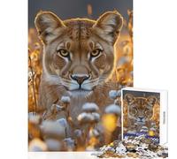 Rompecabezas para Adultos 1000 Piezas Retrato de Leona en luz Dorada Juguetes DIY Regalo Divertido Juego Educativo Mejorar el Amor Entre Parejas Tamaño 38x26cm