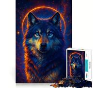 Rompecabezas para Adultos,1000 Piezas,Retrato de Lobo Celestial,Corte Premium,Juego Creativo,Juguete,Tiempo de Ocio,decoración navideña (50x75cm)