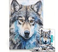 Rompecabezas para Adultos 1000 Piezas Retrato de Lobo en Primer Plano Juego práctico para divertirse en Familia para Fortalecer el Amor Entre Parejas 38x26cm
