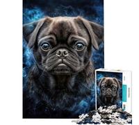 Rompecabezas para Adultos 1000 Piezas Retrato de Perro Pug Rompecabezas para Adultos Juguetes de Bricolaje desafío difícil Oferta como Regalo para Toda la Familia (tamaño 38x52cm)