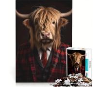 Rompecabezas para Adultos 1000 Piezas Retrato de Vaca de Las Tierras Altas Juegos Familiares interacción Entre Padres e Hijos Regalo de Juego desafiante 50x75cm