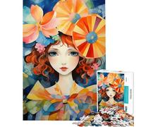 Rompecabezas para Adultos 1000 Piezas Retrato en Acuarela con Detalles Florales Rompecabezas Educativo de 1000 Piezas Mejora la Memoria Regalo de cumpleaños obsequios (50x75cm)