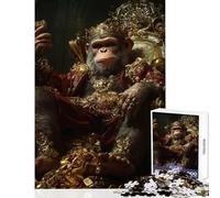 Rompecabezas para Adultos 1000 Piezas Rey Mono en Trono Dorado Decoración del hogar Juguetes Regalo para cumpleaños Juegos Familiares Actividades Divertidas en casa tamaño 50x75cm