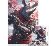 Rompecabezas para Adultos 1000 Piezas Rhino Samurai Warrior Decoración del hogar Juguetes Grandes Regalos y Juguetes Juego Familiar Mejorar el Amor Entre Parejas Tamaño 50x75cm