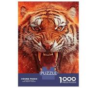 Rompecabezas para Adultos 1000 Piezas Roaring Tiger Portrait in Fiery Hues Rompecabezas para Adultos Juegos Divertidos Desafío Difícil Diversión En Casa Actividades, 52x38cm/1000pcs