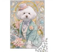 Rompecabezas para Adultos 1000 Piezas Romantic Bichon Frise Art Print -1 Rompecabezas para Adultos Juegos De Relajación Carrera De Velocidad De Manos Juego Desafiante Regalos 70x50cm/1000pcs