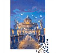 Rompecabezas para Adultos 1000 Piezas Romantic Night in Rome Castel Sant'Angelo Rompecabezas para Adolescentes Juego De Ingenio Mejora La Memoria Actividades Divertidas En Casa 70x50cm/1000pcs