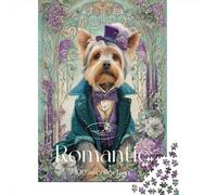 Rompecabezas para Adultos 1000 Piezas Romantic Yorkshire Terrier Art Print Rompecabezas para Adultos Juegos De Relajación Carrera De Velocidad De Manos Juego Desafiante Regalos 70x50cm/1000pcs