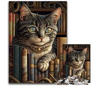 Rompecabezas para Adultos, 1000 Piezas, Rompecabezas de Gato en el Libro, Juguetes educativos de Aprendizaje, Toda la Familia para Mayores de 14 años, 50x75cm