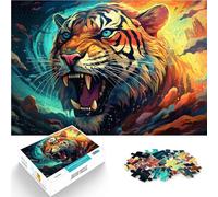 Rompecabezas para adultos 1000 piezas rompecabezas de tigre extraterrestre colorido juego intelectual ideal como regalo para toda la familia 14.96" x 20.47"