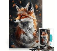 Rompecabezas para Adultos 1000 Piezas Rompecabezas Majestad del Zorro de Otoño - Arte de Corte Exacto Juego Divertido para concentrarse Juego para Relajarse Decoración de Pared navideña (38x52cm)
