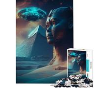 Rompecabezas para Adultos 1000 Piezas Rompecabezas OVNI sobre Esfinge y Pirámide Juegos relajantes Desafío para la Inteligencia Cerebral Juguetes adictivos Regalo Divertido Desafío difícil (38x26cm)