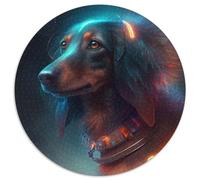 Rompecabezas para Adultos, 1000 Piezas, Rompecabezas Redondo de Boss Doberman, interacción Familiar y desafío Mental, desafío de Actividad Familiar, 67,5 x 67,5 cm