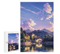 Rompecabezas para adultos 1000 piezas rompecabezas Serene Lake Village Sunset Puzzles para adultos Juego de mentalidad Análisis y lógica Regalos de cumpleaños y regalos únicos 1000 PCS