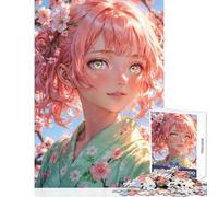 Rompecabezas para Adultos 1000 Piezas Sakura Harmony︰ Chica Anime con Cabello Rosa Juguetes para Hacer tú Mismo Regalo de cumpleaños Juegos Familiares con Piezas de Formas Totalmente entrelazadas