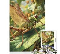 Rompecabezas para Adultos 1000 Piezas Saltamontes Verde sobre Hoja Juguetes antiestrés Gran Regalo para Juegos Juego práctico Descompresión Intelectual Tamaño 38x26cm