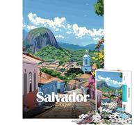 Rompecabezas para Adultos 1000 Piezas Salvador Brasil Paisaje Urbano Rompecabezas para Adultos Juguetes de Bricolaje Desafío difícil Oferta como Regalos para Toda la Familia (Tamaño 50x75cm)