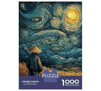 Rompecabezas para Adultos 1000 Piezas Samurai in Starry Night Style Rompecabezas para Adultos Juegos Relajantes Que Mejoran La Memoria Regalos Y Cumpleaños Únicos 52x38cm/1000pcs